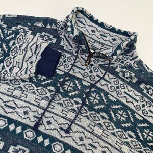 Capistrano Vintage Knit Blue Patterned Mock Neck Pullover Sweater Capistrano 405